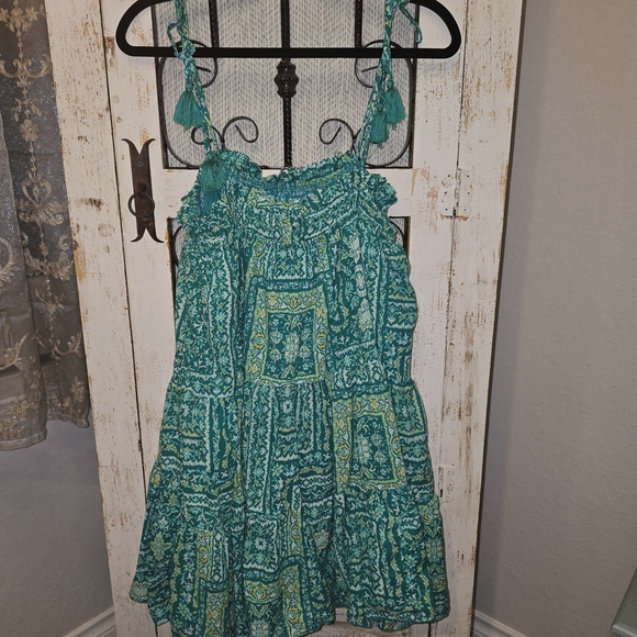VICI Vibrant Green Patterned Sundress 100% Cotton - Picture 4 of 9
